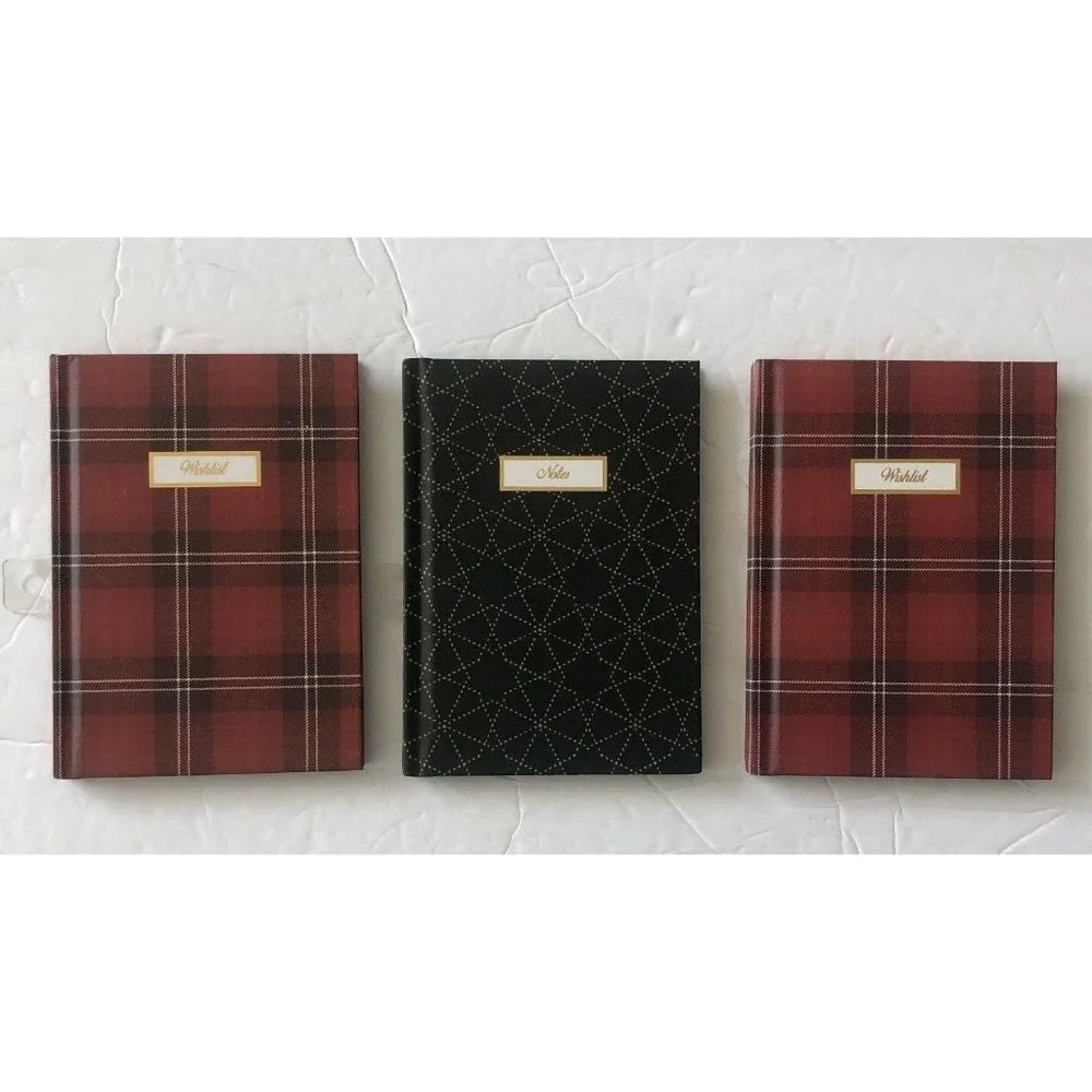 H&M 3Pc Notebooks Memo( 2-Wishlist &1- Notes) Book Black & Red Hard Cover